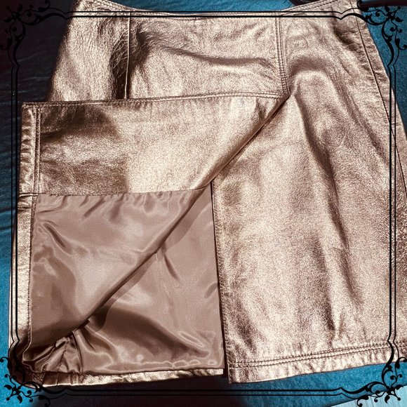 ISTANTE by Versace Copper Metallic Leather Skirt - Size 6 US / Italy 42 - Picture 8 of 12